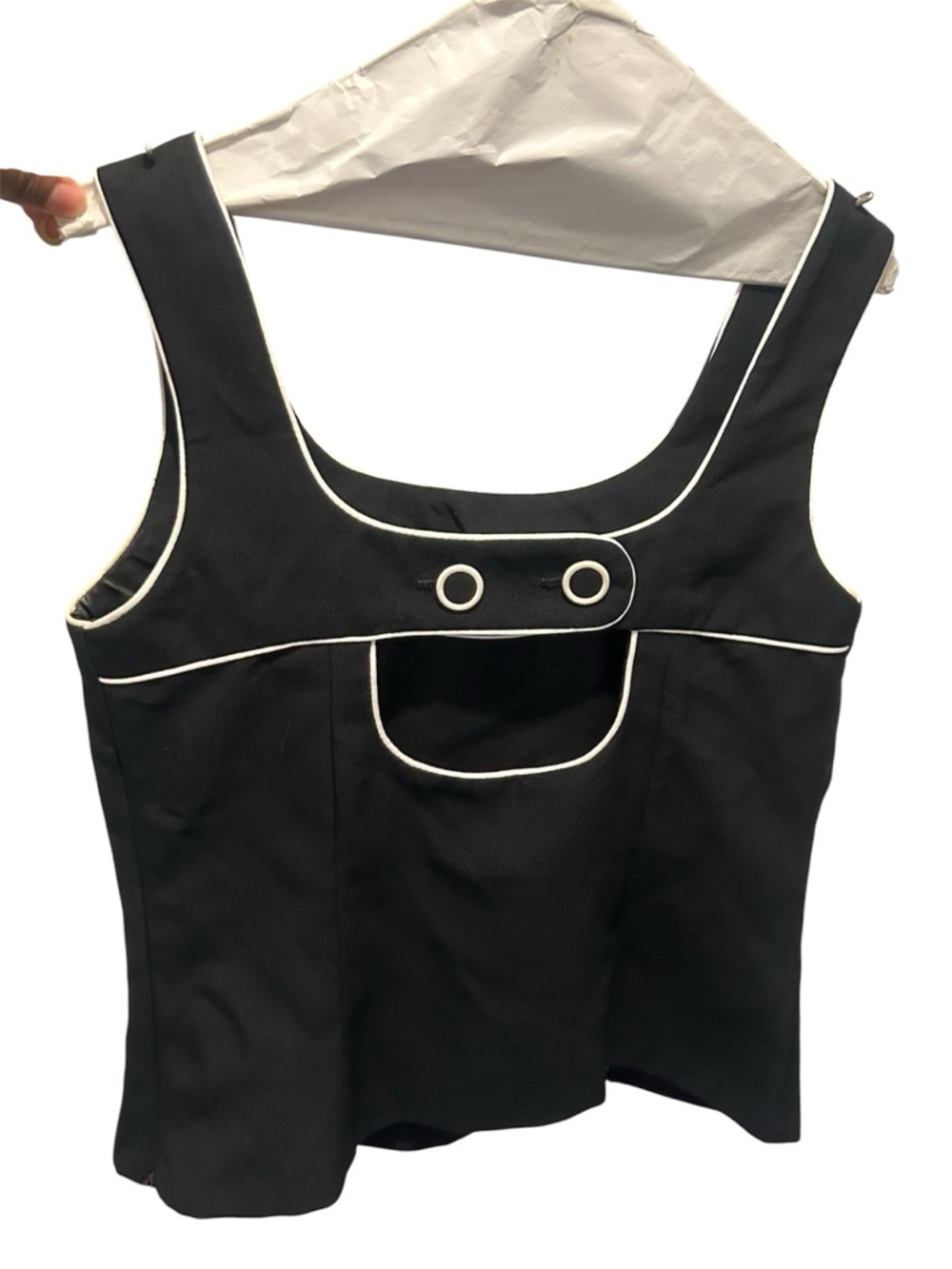 Alyn Paige Black Tank with White Piping